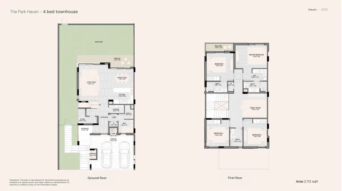 Aldar Haven Dubai 4 BR Floor Plan 2,712 Sq. Ft.