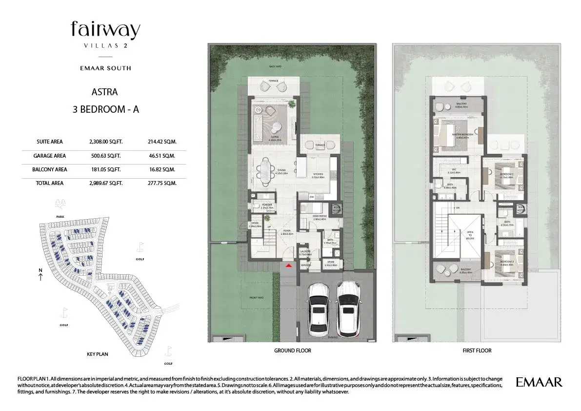 Emaar Fairway Villas 2 3 Bedroom Villas Floor Plan