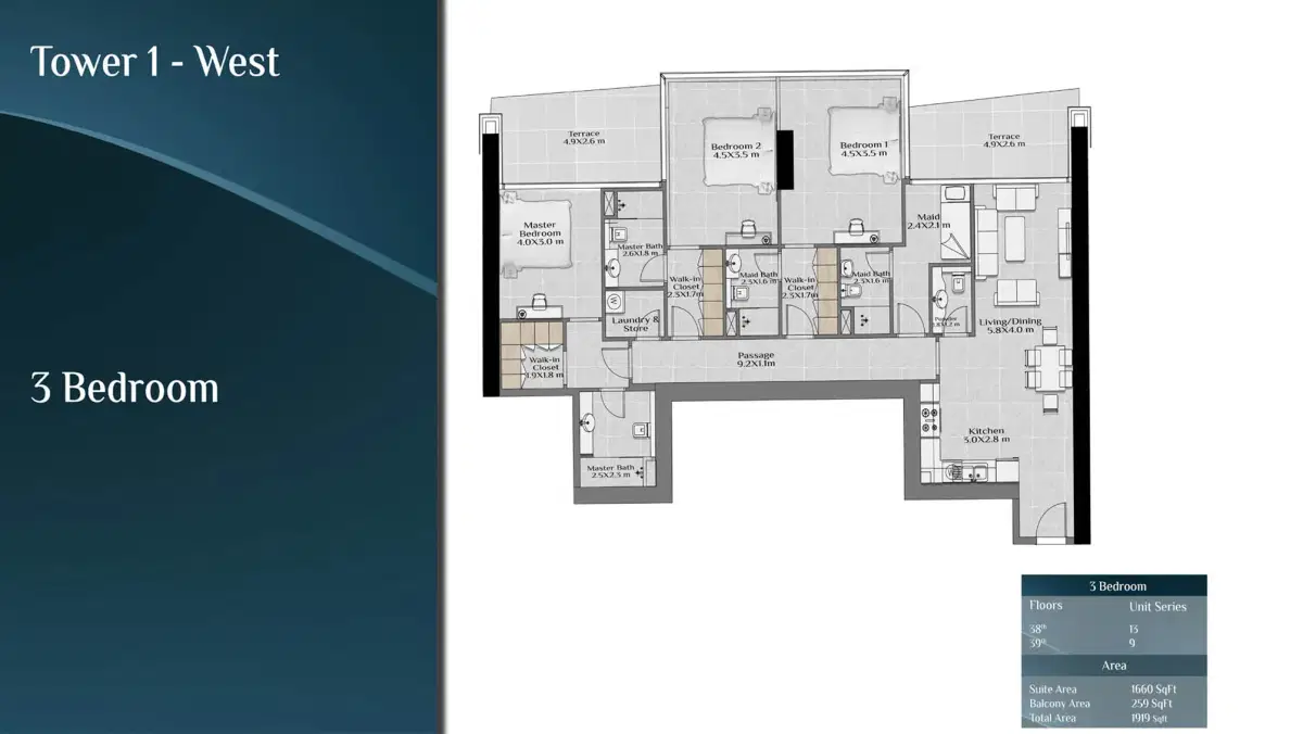 Skyhills Residences 3 BR Floor Plan 1,919 Sq. Ft.