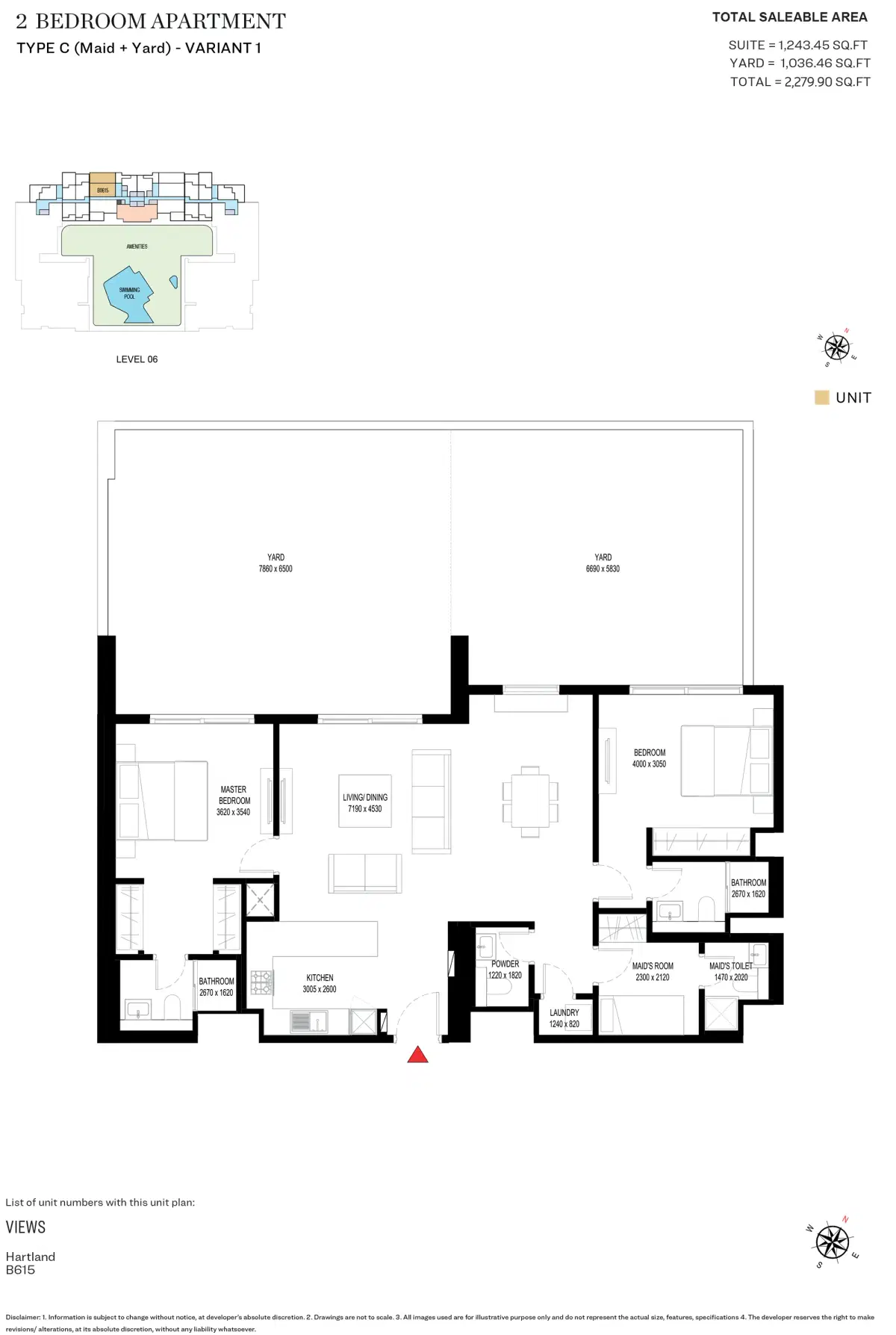 SOBHA Crest Grande Dubai 2 BR Floor Plan 2,279 Sq. Ft.