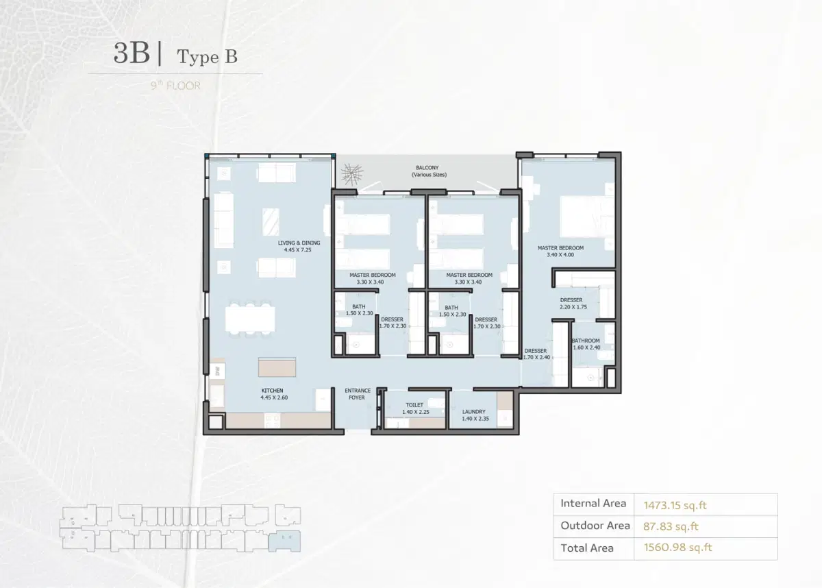 Verdana Phase 5 By Reportage Dip 3 Bedroom Apartments Floor Plan
