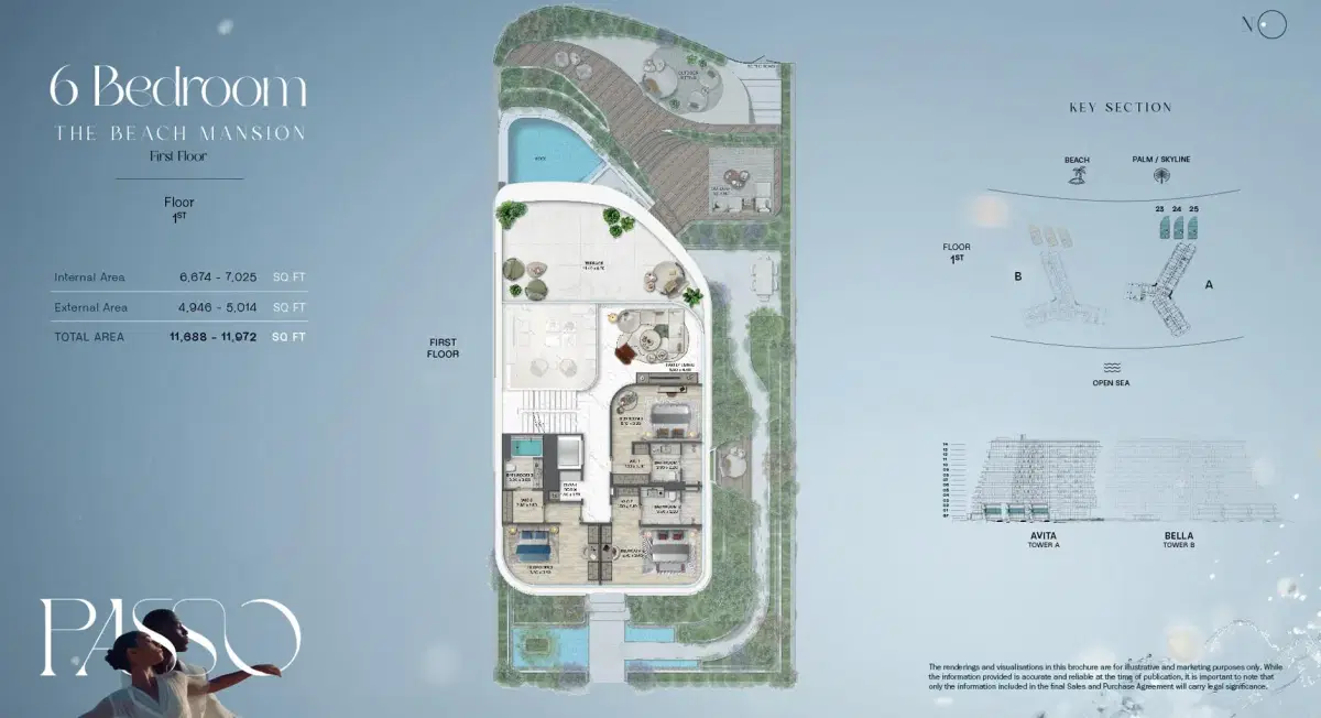 Passo by Beyond at Palm Jumeirah, Dubai 6 BR Floor Plan 11,972 Sq. Ft.