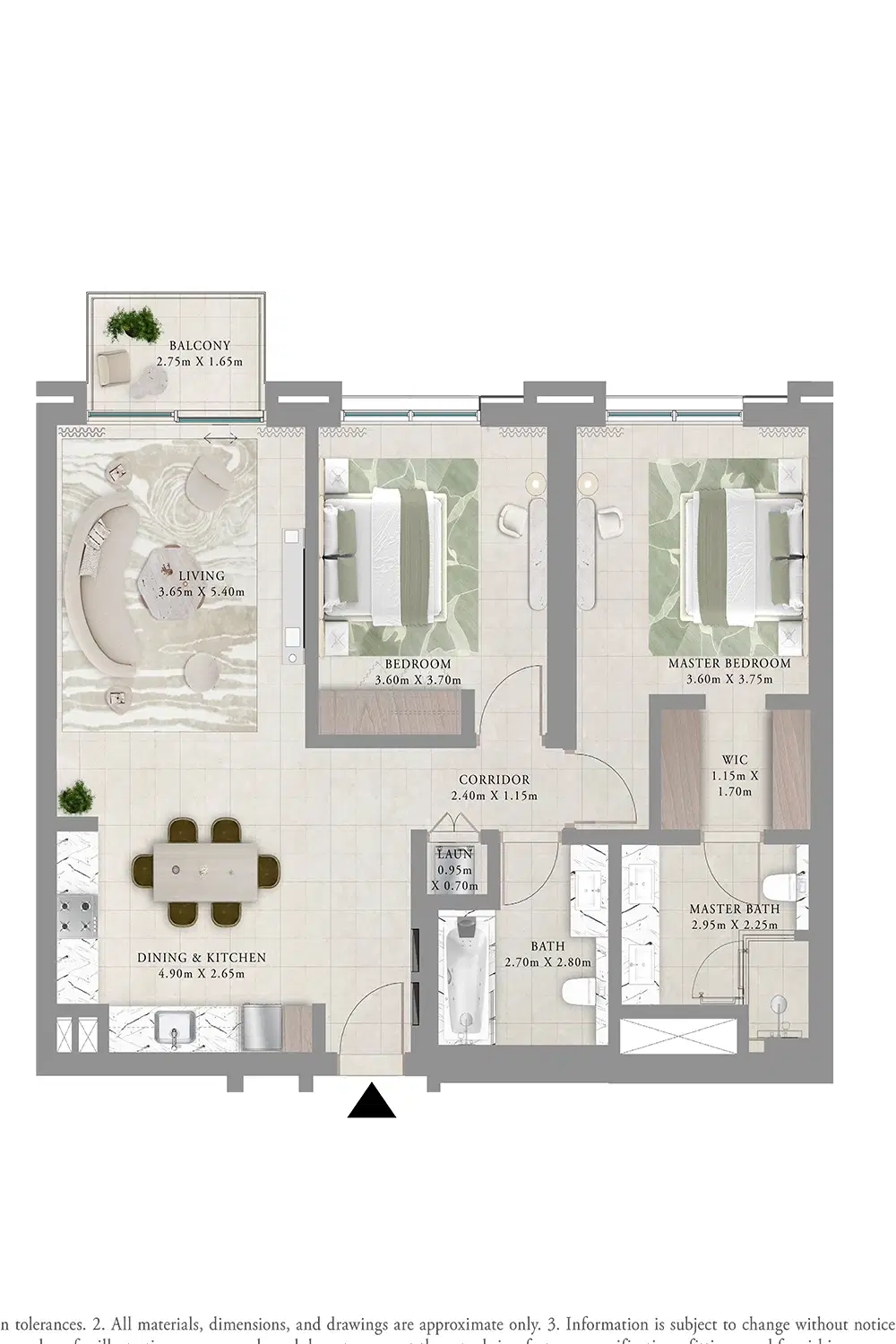 Emaar Oria Dubai Creek Harbour 2 Bedroom Apartments Floor Plan
