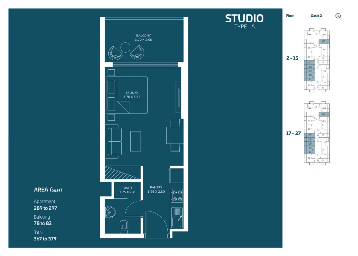 Danube Oasiz 2 At Dubai Silicon Oasis Studio Floor Plan