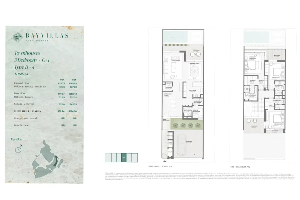Nakheel Bay Villas Dubai Islands 3 Bedroom Townhouses Floor Plan