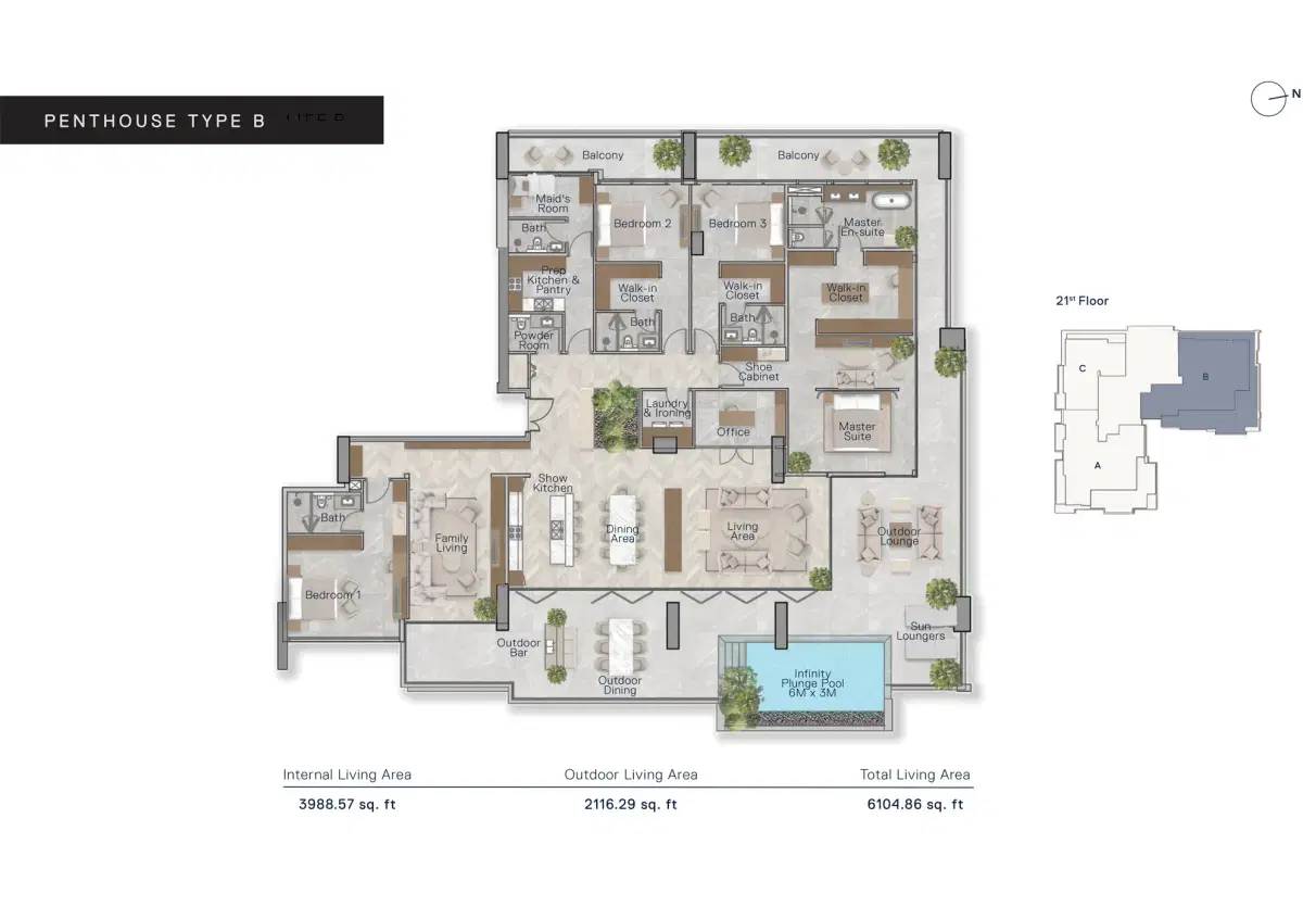 Ellington The Crestmark 4 BR Penthouses Floor Plan