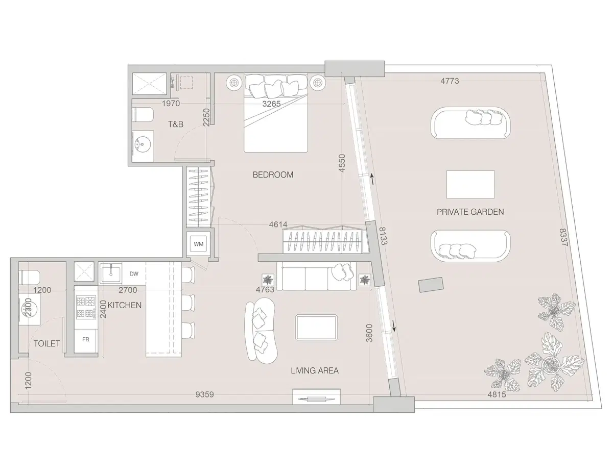 Object 1 W1NNER Apartments at JVT Dubai 1 BR Apartments Floor Plan