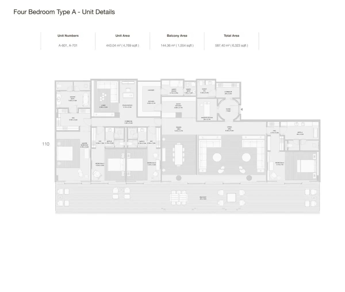 Armani Beach Residences Palm Jumeirah Arada 4 BR Apartment Floor Plan