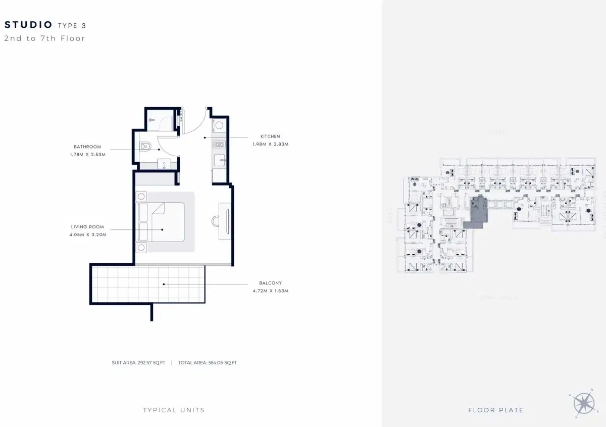 Studios Floor Plan 384 Sq. Ft.