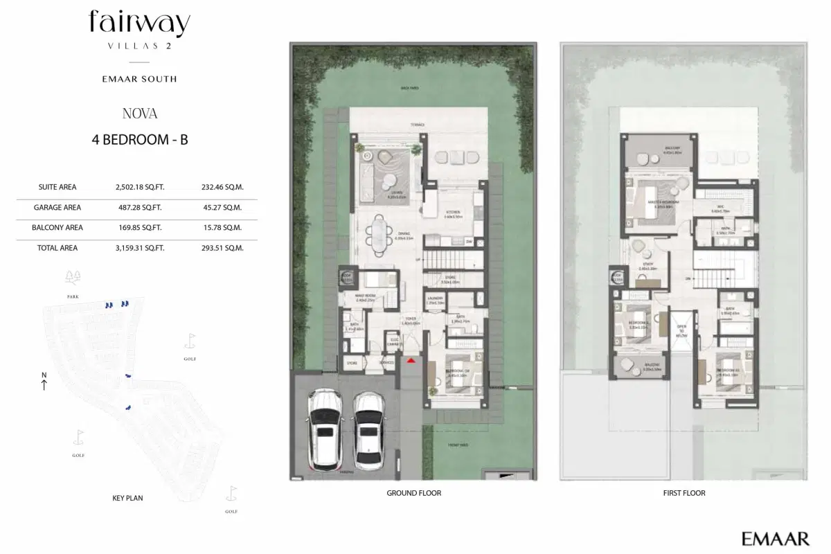 EMAAR Fairway Villas 2 Dubai 4 BR Floor Plan 3,159 Sq. Ft.