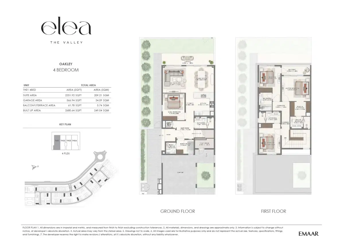 EMAAR The Valley Elea Dubai 4 BR Floor Plan 2,680 Sq. Ft.