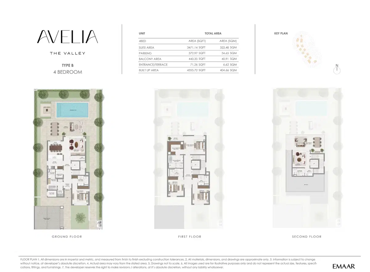 Emaar Avelia 4 BR Floor Plan 4,355 Sq. Ft.