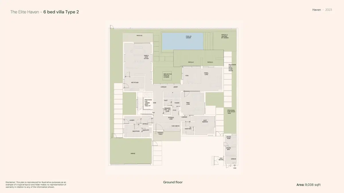 Aldar Haven Dubai 6 BR Floor Plan 9,038 Sq. Ft.