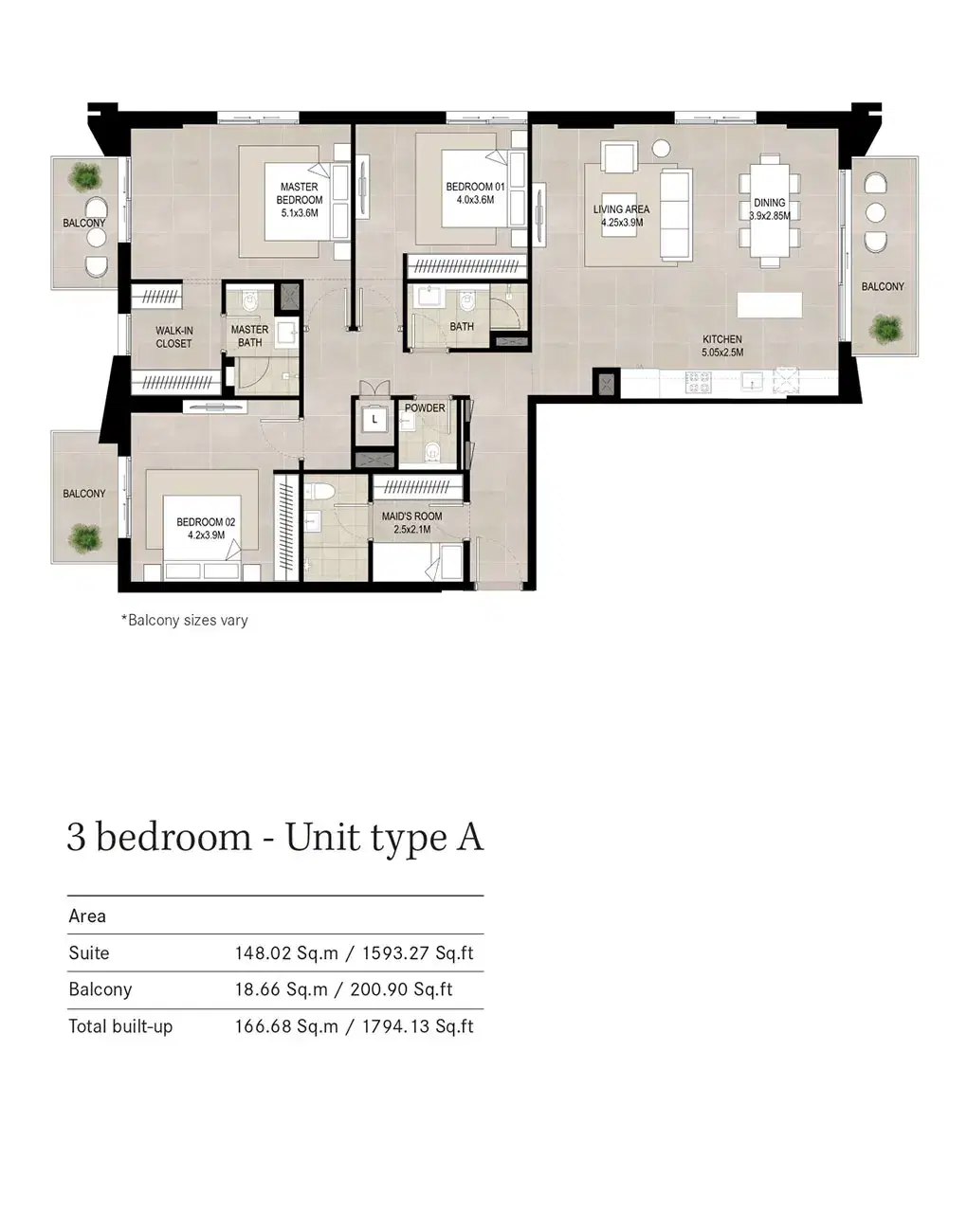 3 BR Floor Plan 1,794 Sq. Ft.