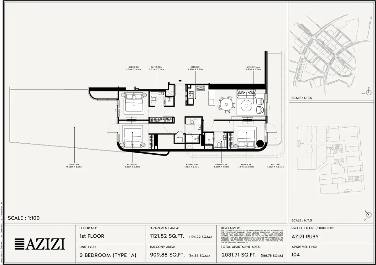 3 BR Floor Plan 2,031 Sq. Ft.