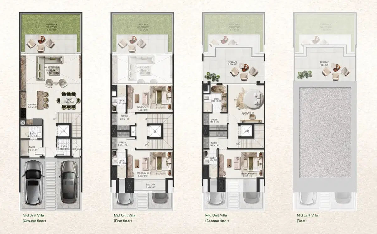 Binghatti Tilal Dunes Villas At Dubailand 4 BR Villa Floor Plan