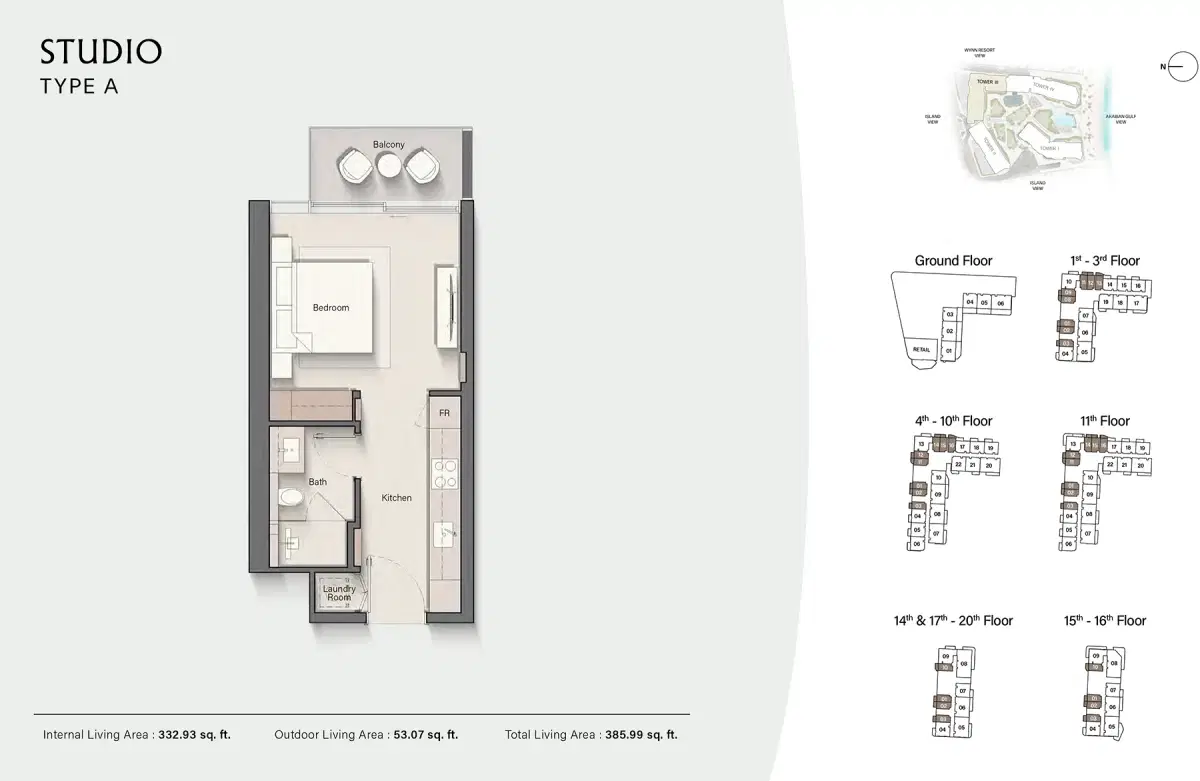 Studios Floor Plan 386 Sq. Ft.