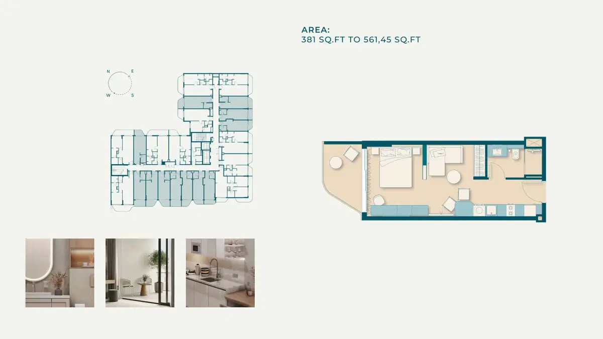 Studios Floor Plan 381 Sq. Ft.