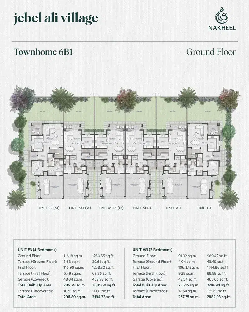 Jebel Ali Village Phase 3 3 Bedroom Townhouse Floor Plan