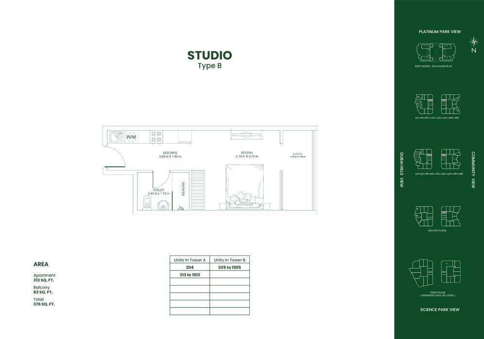 Danube Opalz Studio Floor Plan