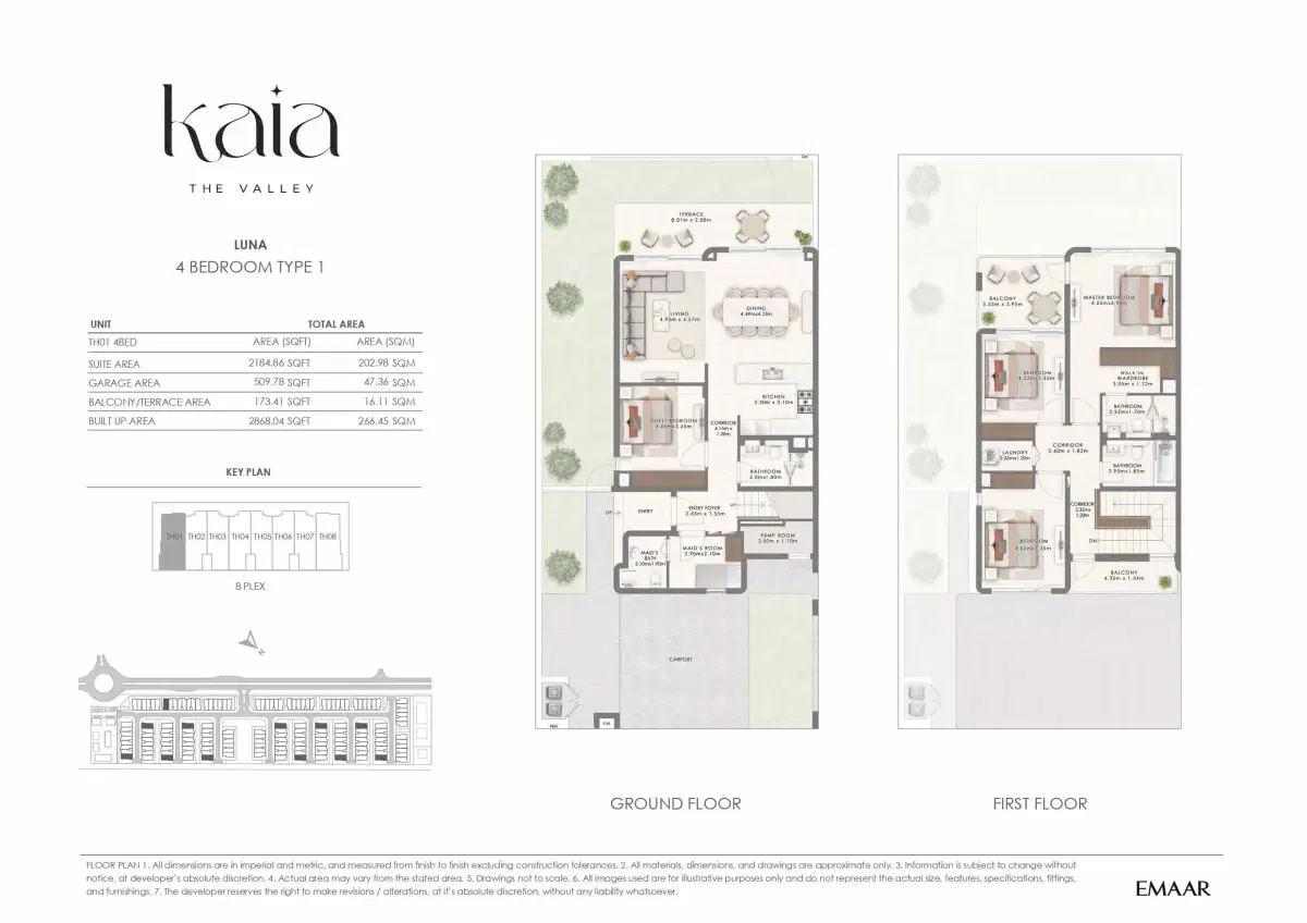 EMAAR The Valley Kaia Dubai 4 BR Floor Plan 2,868 Sq. Ft.