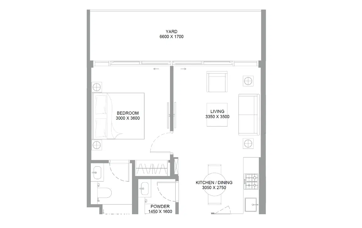 Sobha Bayfront Marina Residences At Siniya Island 1 Bedroom Apartments Type-1 Floor Plan