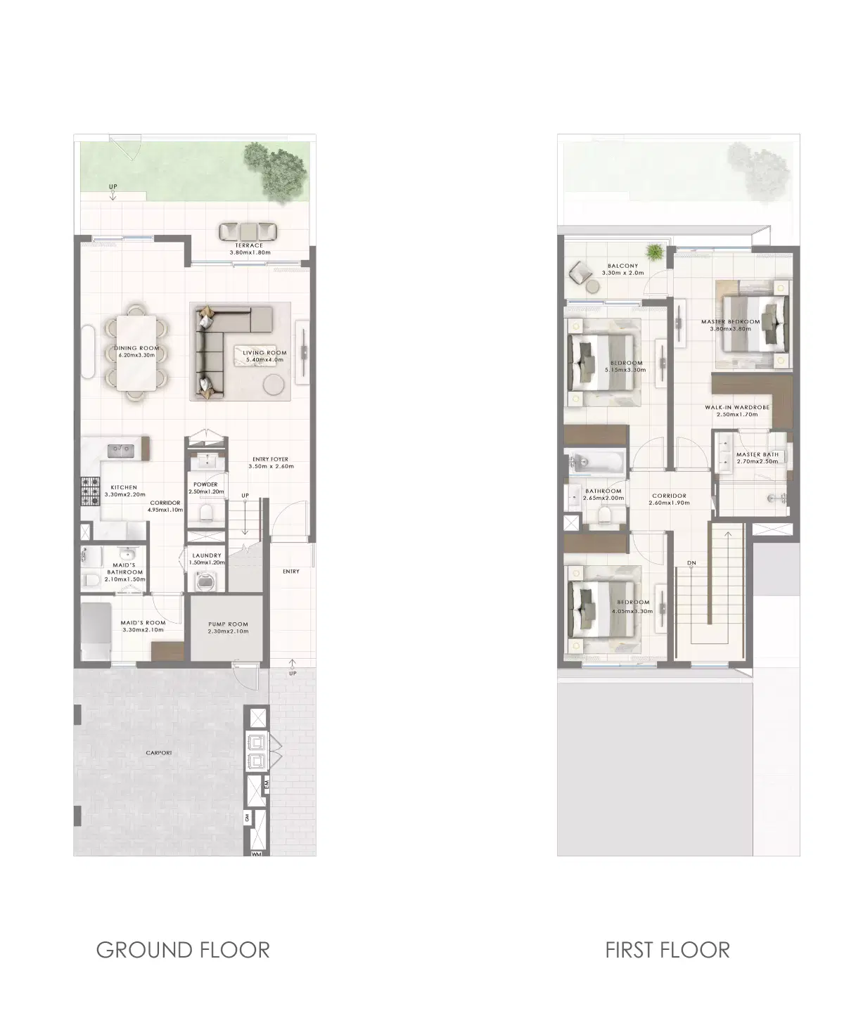 Greenville 2 At Emaar South Dubai 3 Bedroom Townhouse Floor Plan