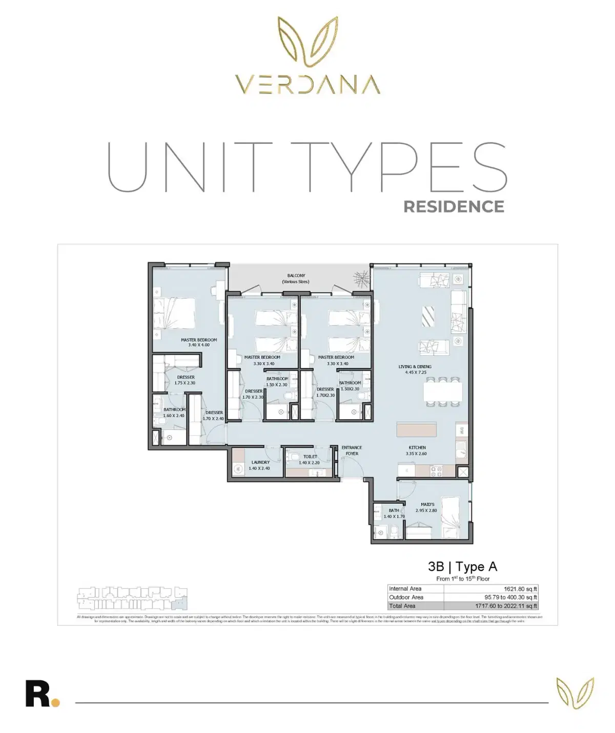Reportage Verdana Phase 6 Dubai 3 BR Floor Plan 2,022 Sq. Ft.