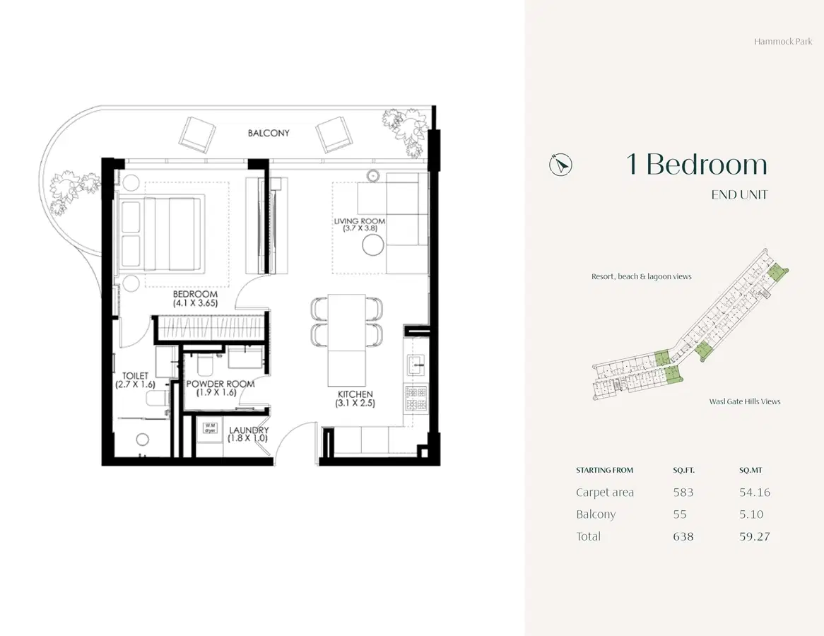 Hammock Park Divine One Wasl Gate 1 Bedroom Apartments Floor Plan