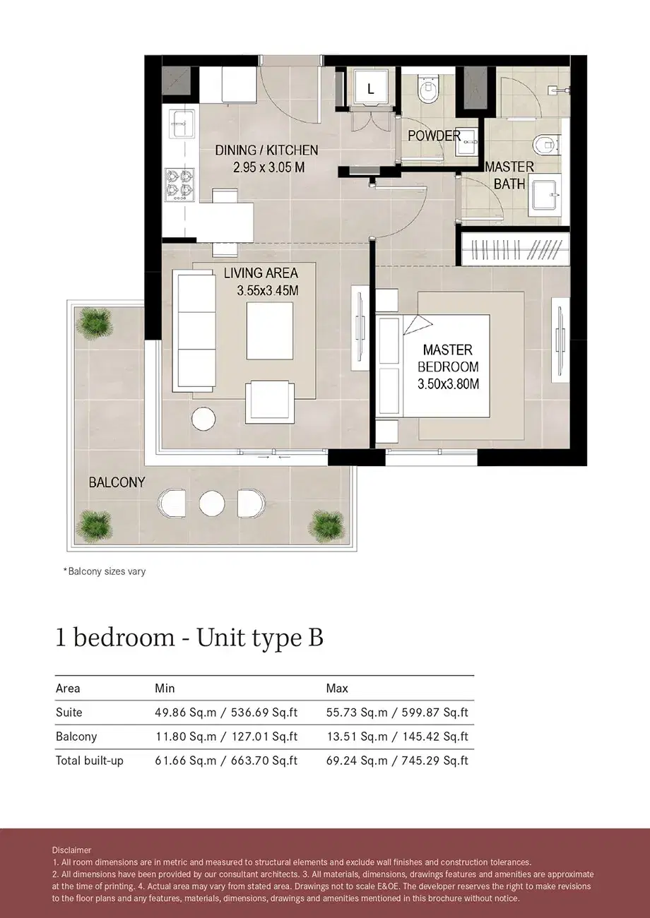 Nshama Lexington 1 BR Floor Plan 745 Sq. Ft.
