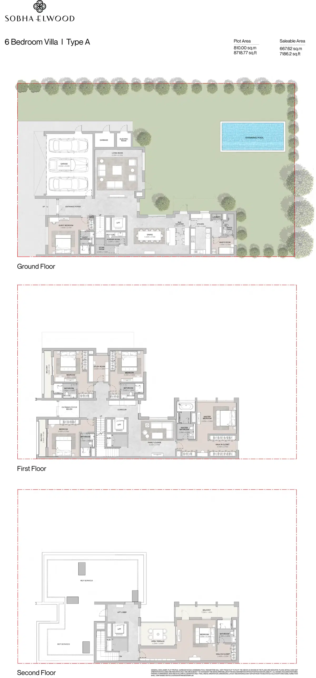 Sobha Elwood Dubai 6 BR Floor Plan 7,186 Sq. Ft.