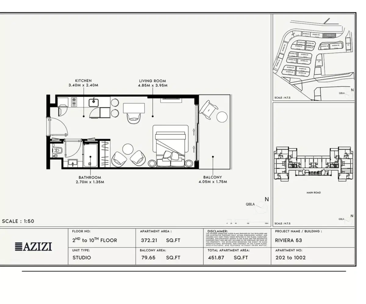 Azizi Riviera 53 at Meydan Dubai Studio Floor Plan