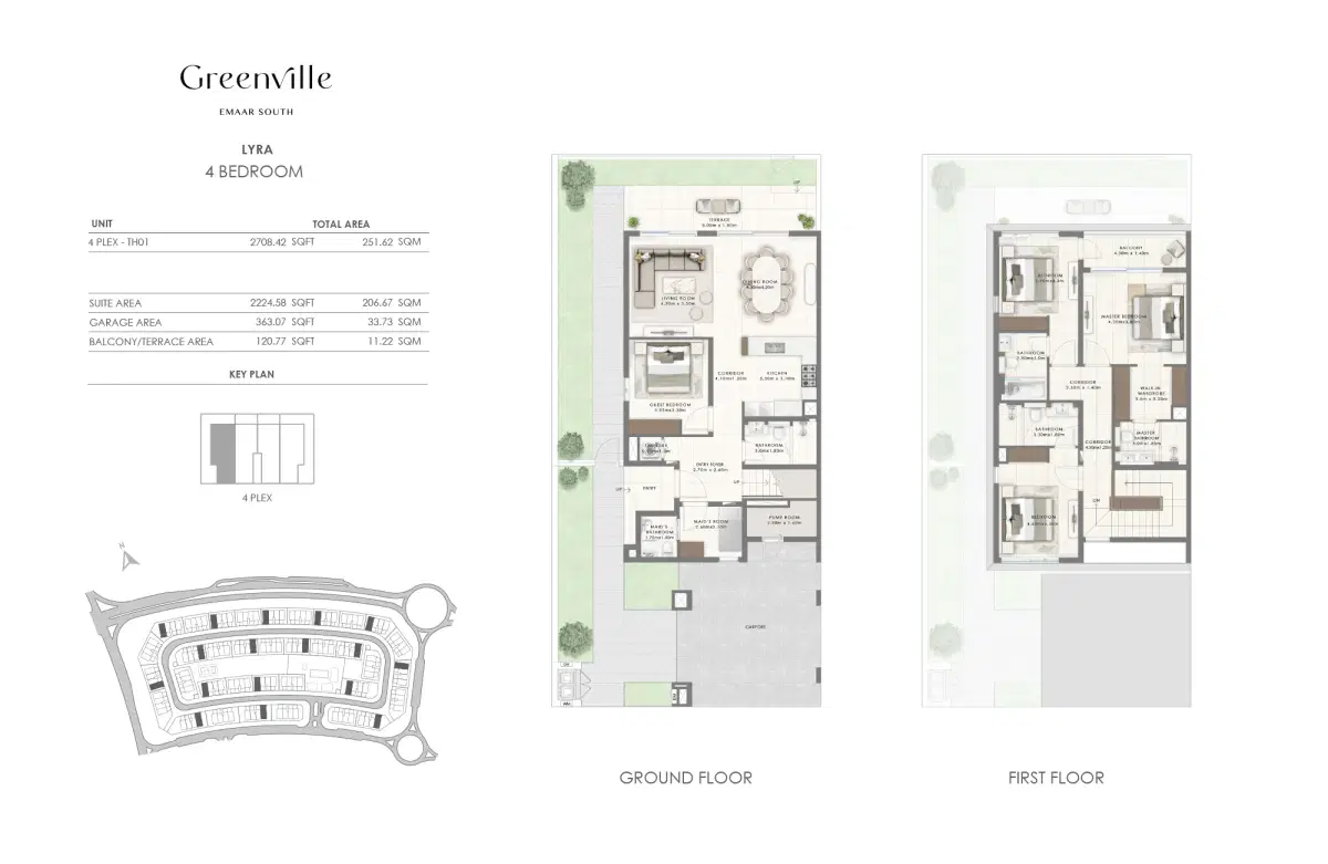 Emaar Greenville Dubai 4 BR Floor Plan 2,708 Sq. Ft.