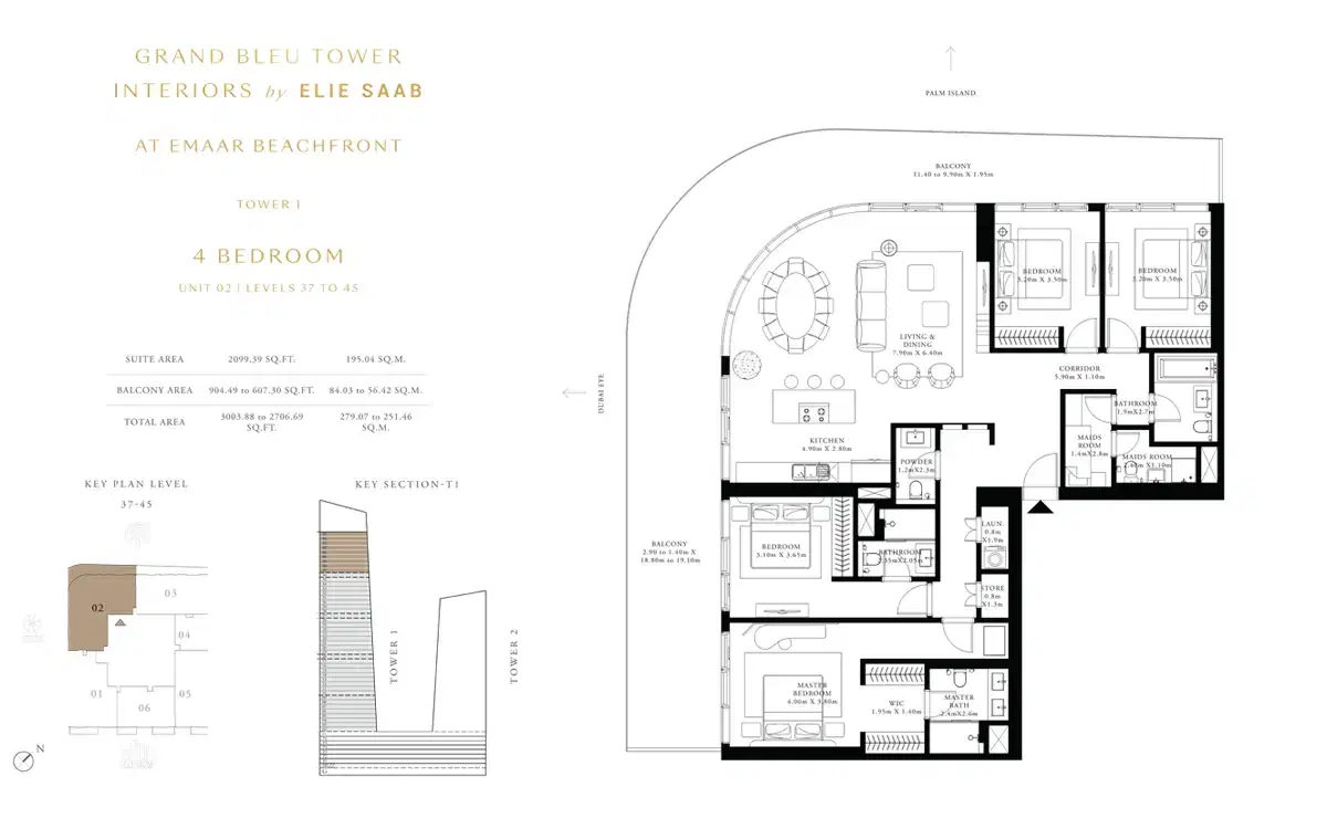 Grand Bleu Tower 4 Bedrooms Penthouse Floor Plan