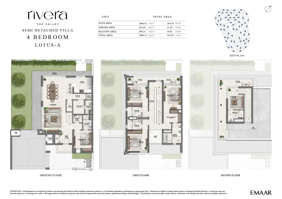 Emaar Rivera 4 BR Floor Plan 3,688 Sq. Ft.