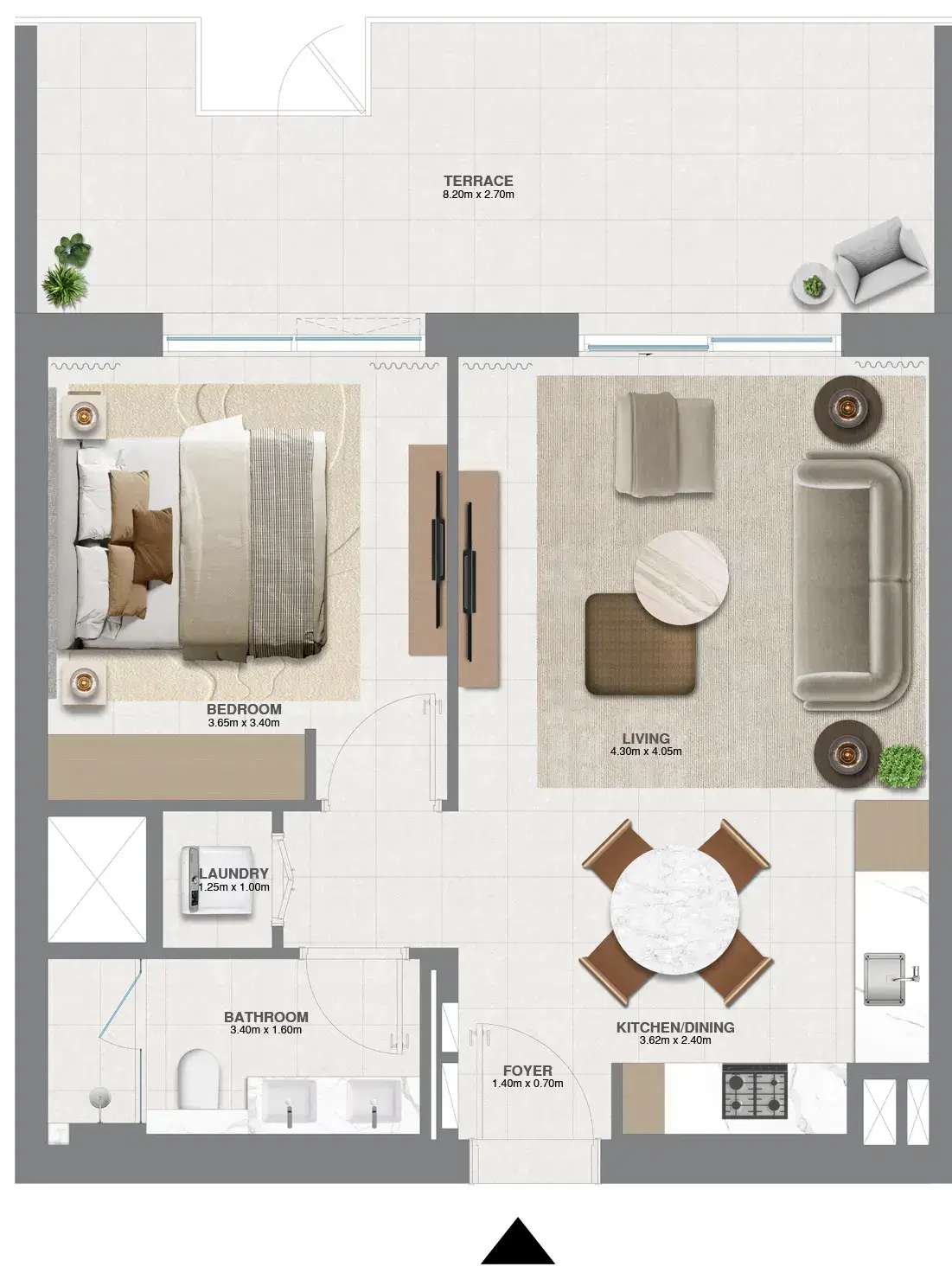 Golf Meadow At Emaar South Dubai 1 Bedroom Apartments Type-2 Floor Plan