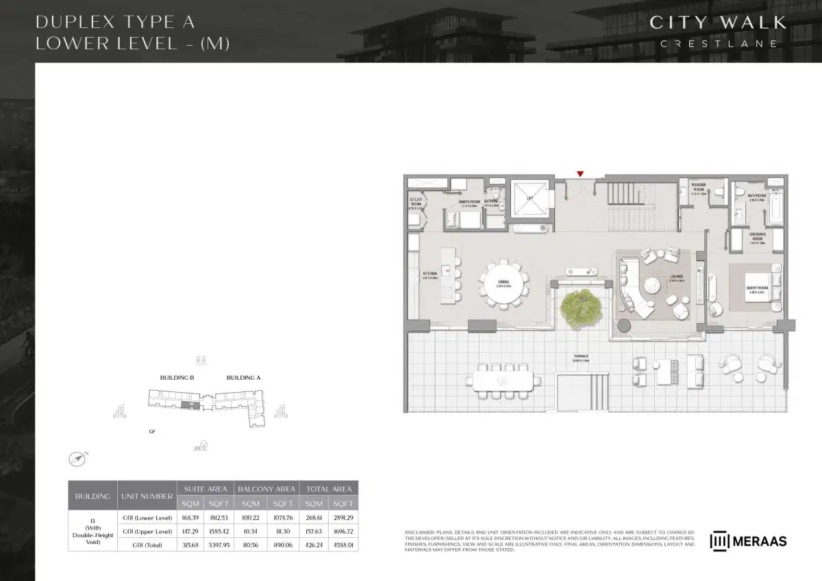 Meraas City Walk Crestlane at City Walk Dubai 4 Bedroom Duplexes Floor Plan