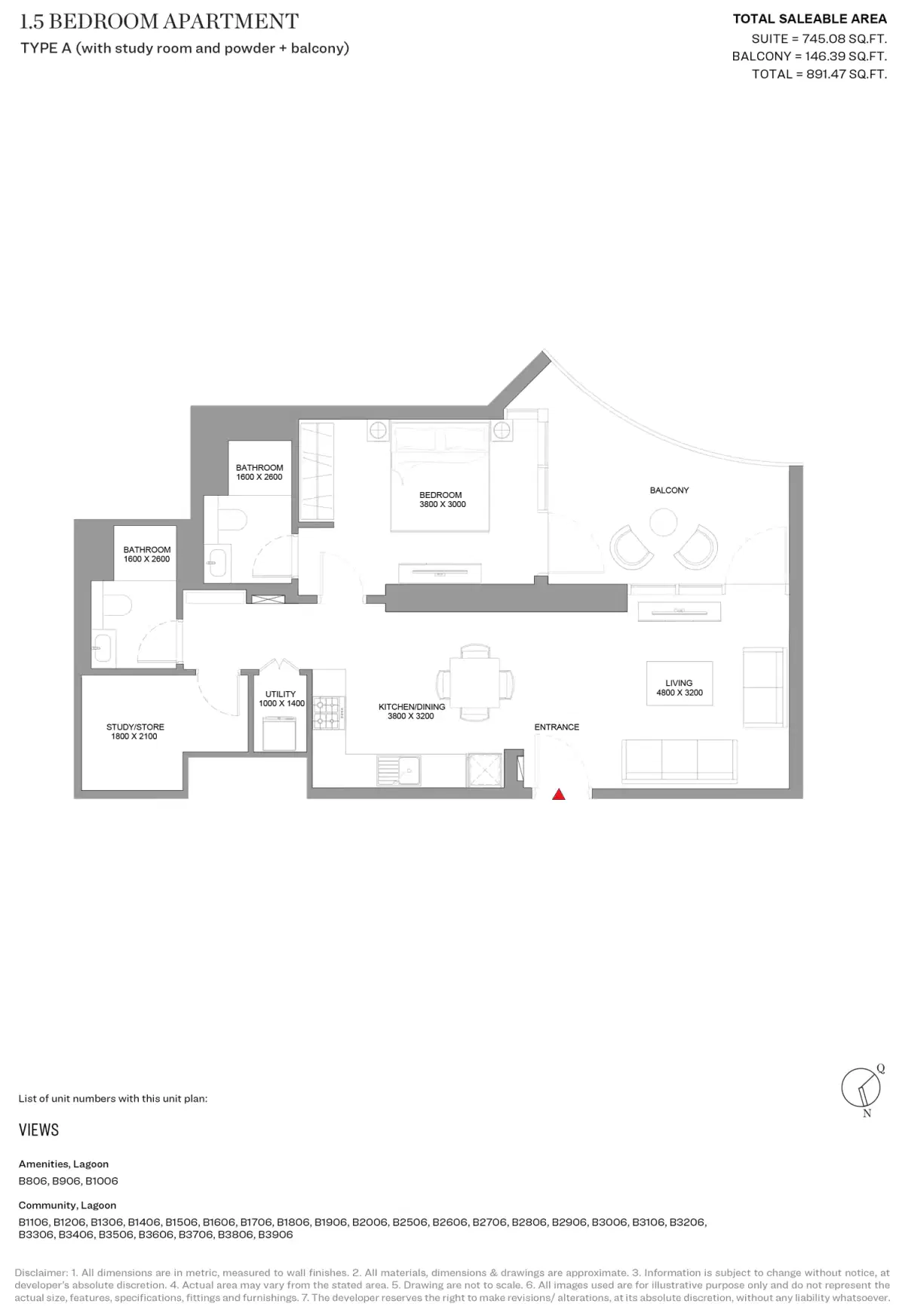 1.5 Bedroom Apartments