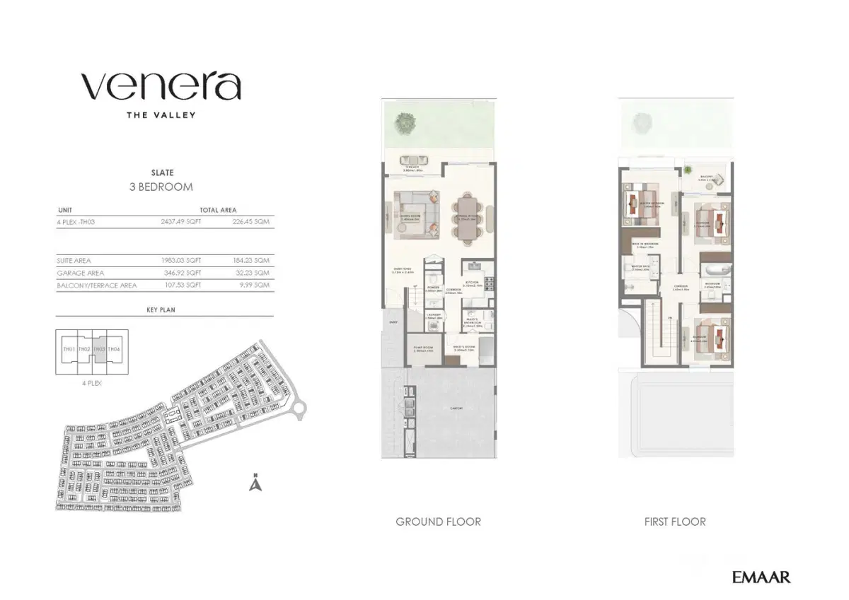 Venera at Emaar The Valley Phase 2 3 Bedroom Townhouses Floor Plan