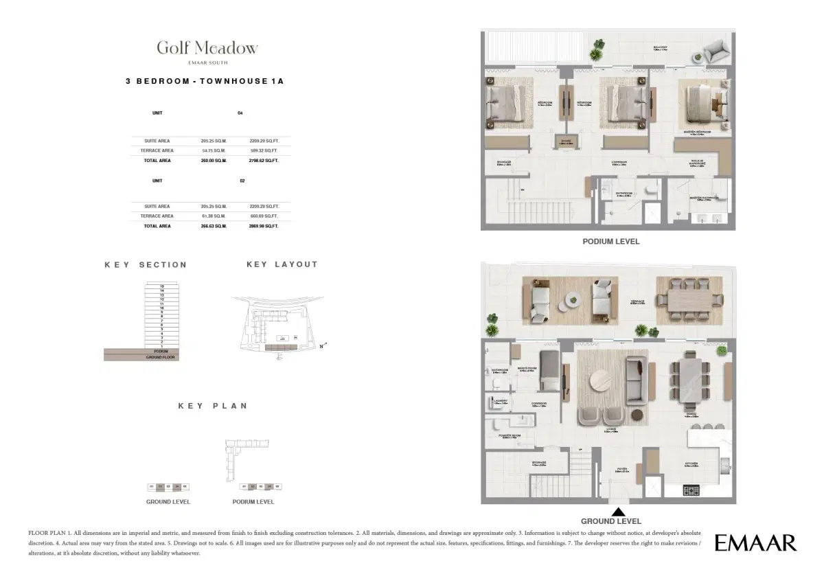 Golf Meadow at Emaar South 3 BR Floor Plan 2,869 Sq. Ft.