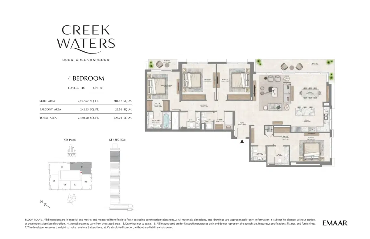 Emaar Creek Waters 4 BR Apartment Floor Plan