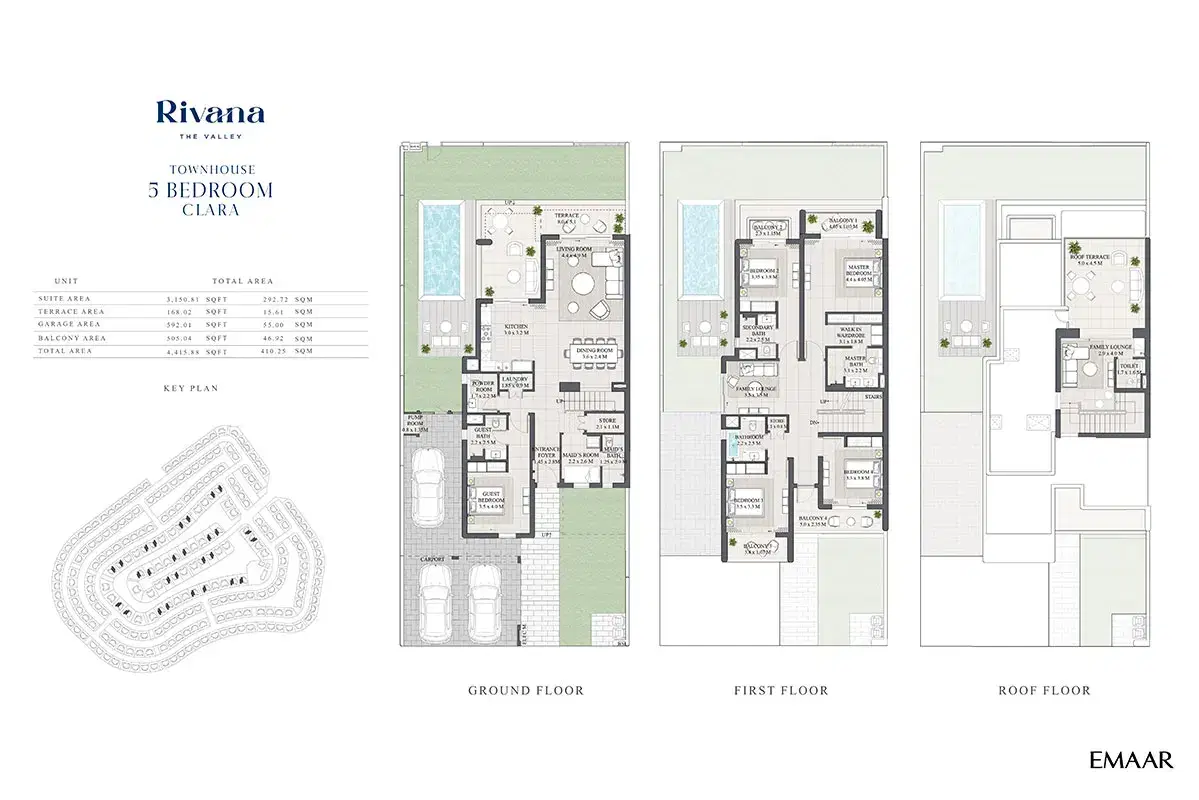 EMAAR Rivana Dubai 5 BR Floor Plan 4,415 Sq. Ft.