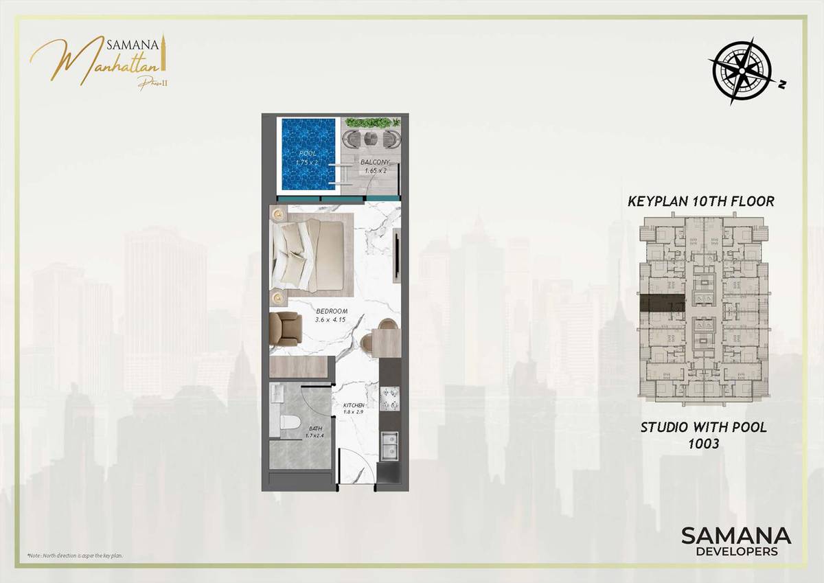 Samana Manhattan 2 Studio Floor Plan