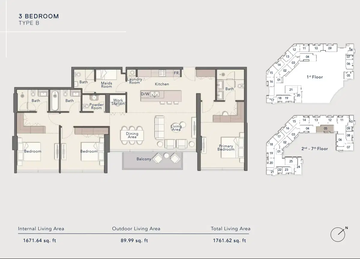 Ellington Arbor View 3 Bedroom Apartments Floor Plan