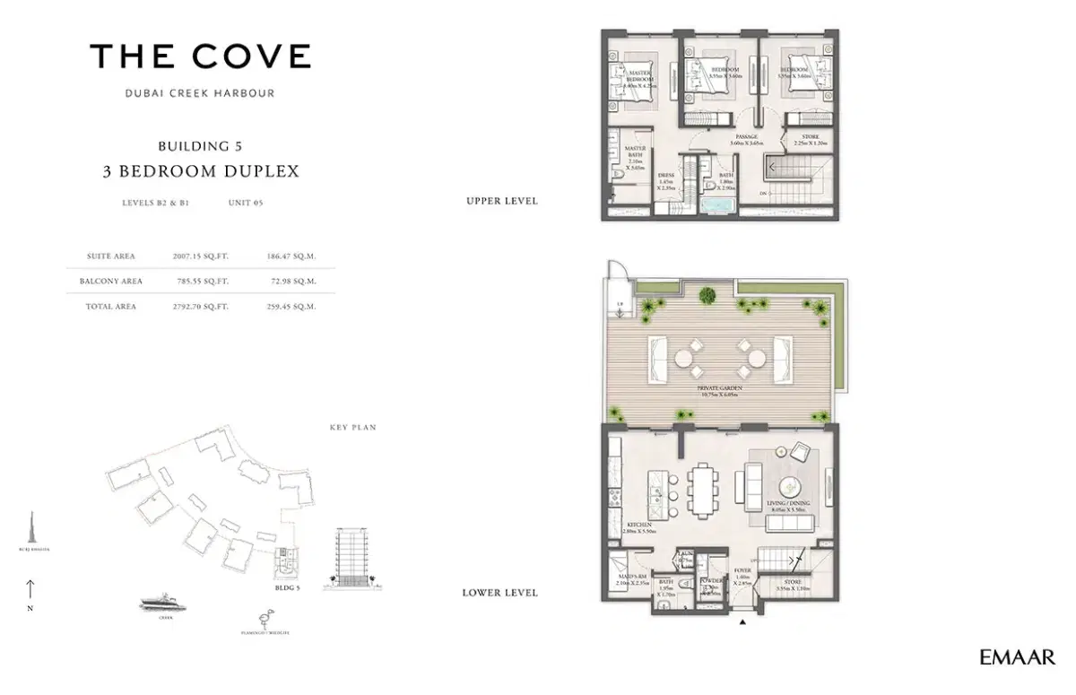 EMAAR The Cove 2 Dubai 3 BR Floor Plan 2,792 Sq. Ft.