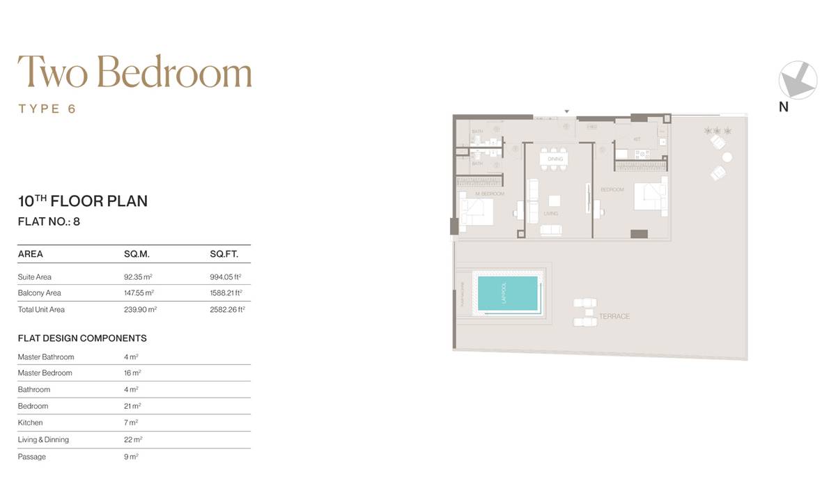 Binghatti Trillionaire Residences 2 Bedroom Apartments Floor Plan