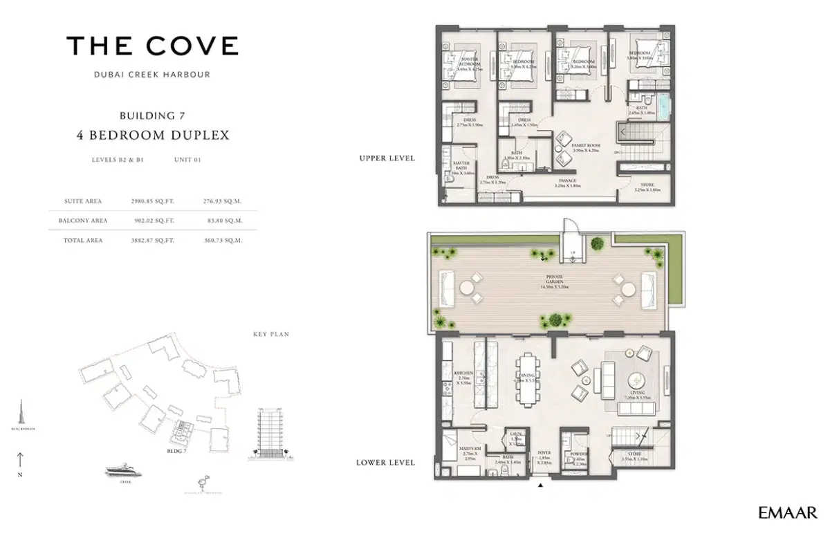 EMAAR The Cove 2 Dubai 4 BR Floor Plan 3,882 Sq. Ft.