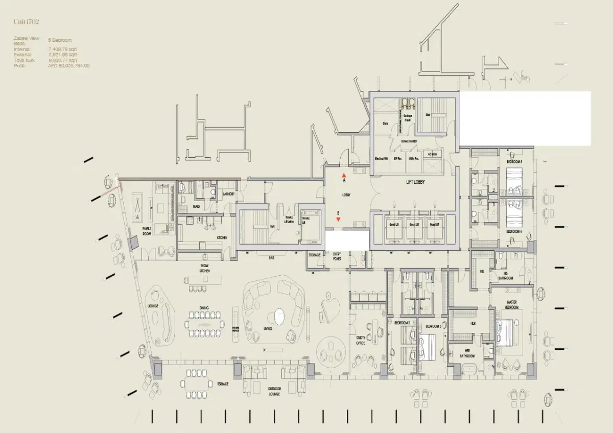 Four Seasons Private Residences H And H Difc 5 Bedroom Apartments Floor Plan