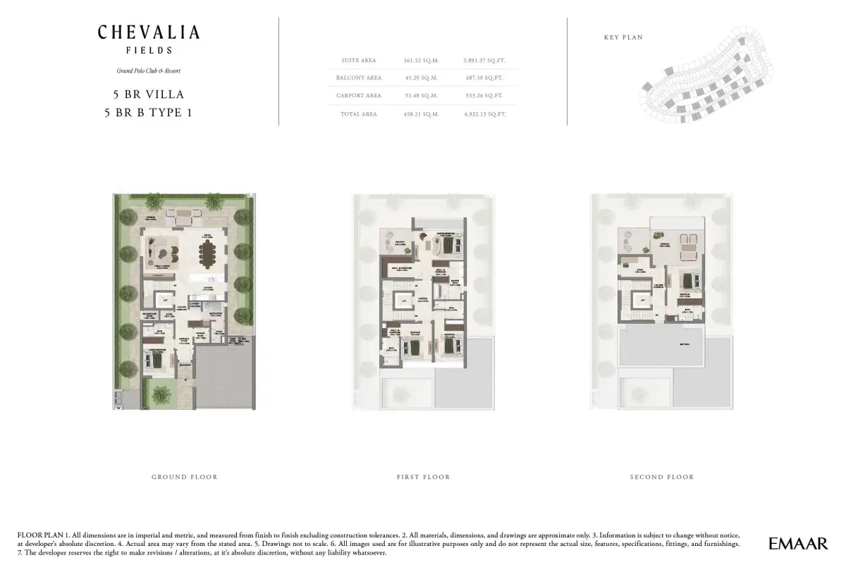 Emaar Chevalia Fields at Grand Polo Club & Resort 5 BR Floor Plan 4,932 Sq. Ft.