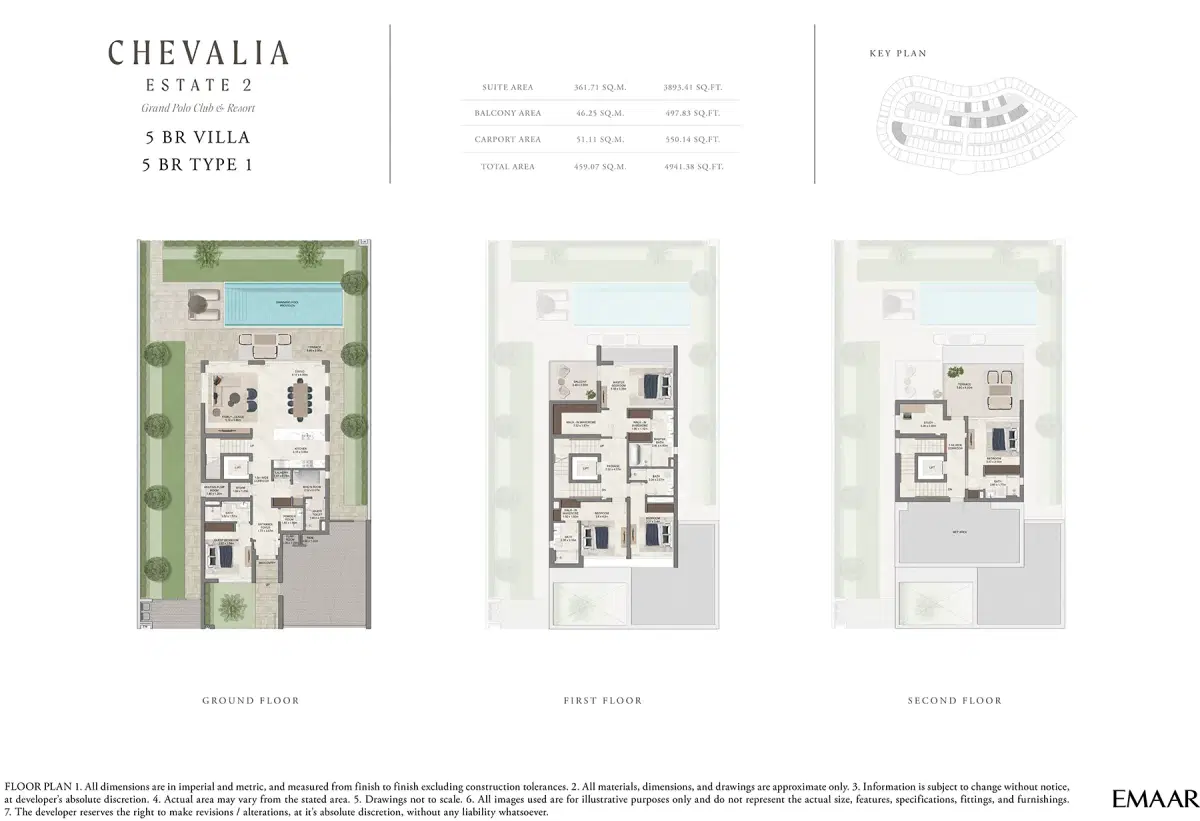 Chevalia Estate 2 by Emaar 5 BR Floor Plan 4941 Sq. Ft.